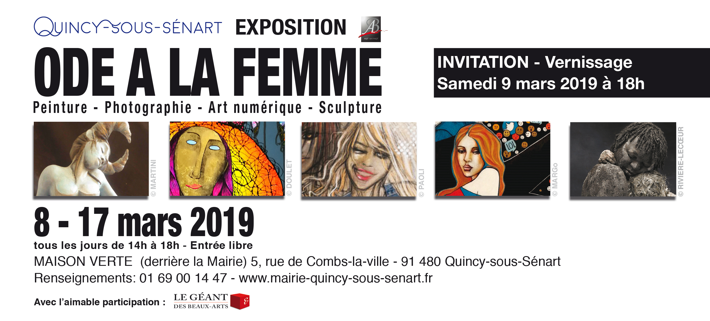 Vernissage de l'exposition "Ode à la femme" le 9 mars à 18h